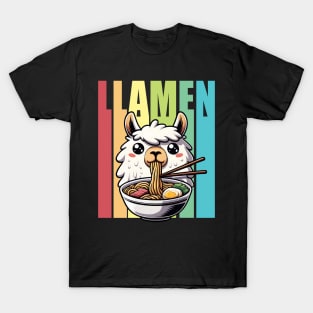 Llamen Cute Llama Eating Ramen T-Shirt